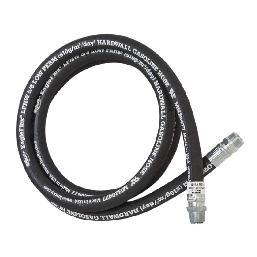 3' Low Perm Hardwall Black Hose w ¾” NPT M Permanent External Crimp Zinc Couplings