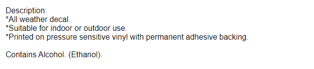 ETHANOL DECAL