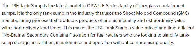 TSE Tank Sump