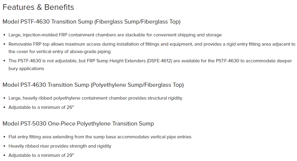 Transition Sumps