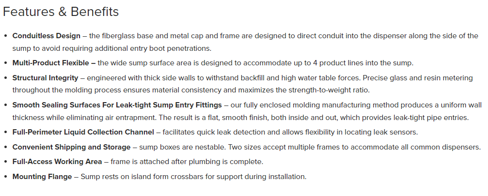Wide-Access Fiberglass Dispenser Sumps