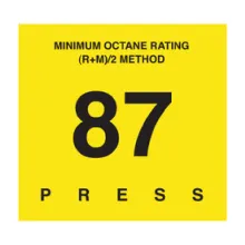 D-29-87 OCTANE & CETANE RATING DECAL - MINIMUM OCTANE