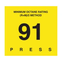 D-29-90 OCTANE & CETANE RATING DECAL - MINIMUM OCTANE