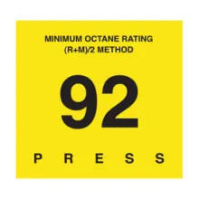 D-29-91 OCTANE & CETANE RATING DECAL - MINIMUM OCTANE