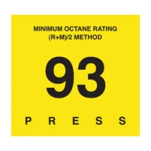 D-29-92 OCTANE & CETANE RATING DECAL - MINIMUM OCTANE